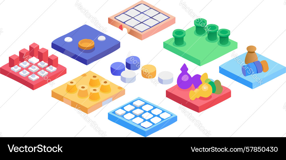 Geometric blocks abstract isometric shapes design Vector Image