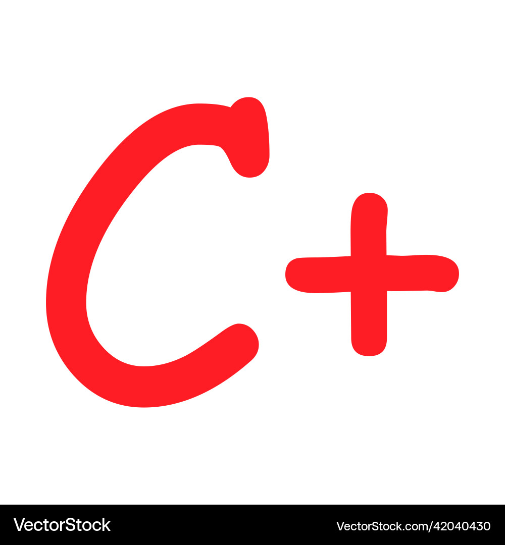Grade result c plus hand drawn icon in red color Grade result c plus hand drawn icon in red color vector image