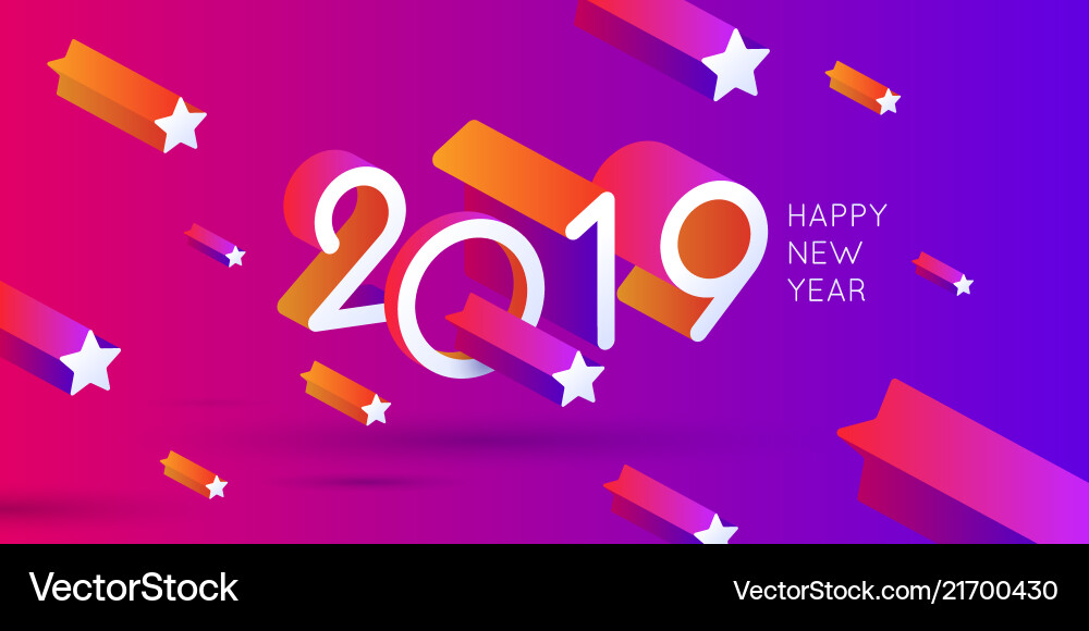 Happy new year poster 2019 template with stars Happy new year poster 2019 template with stars vector image