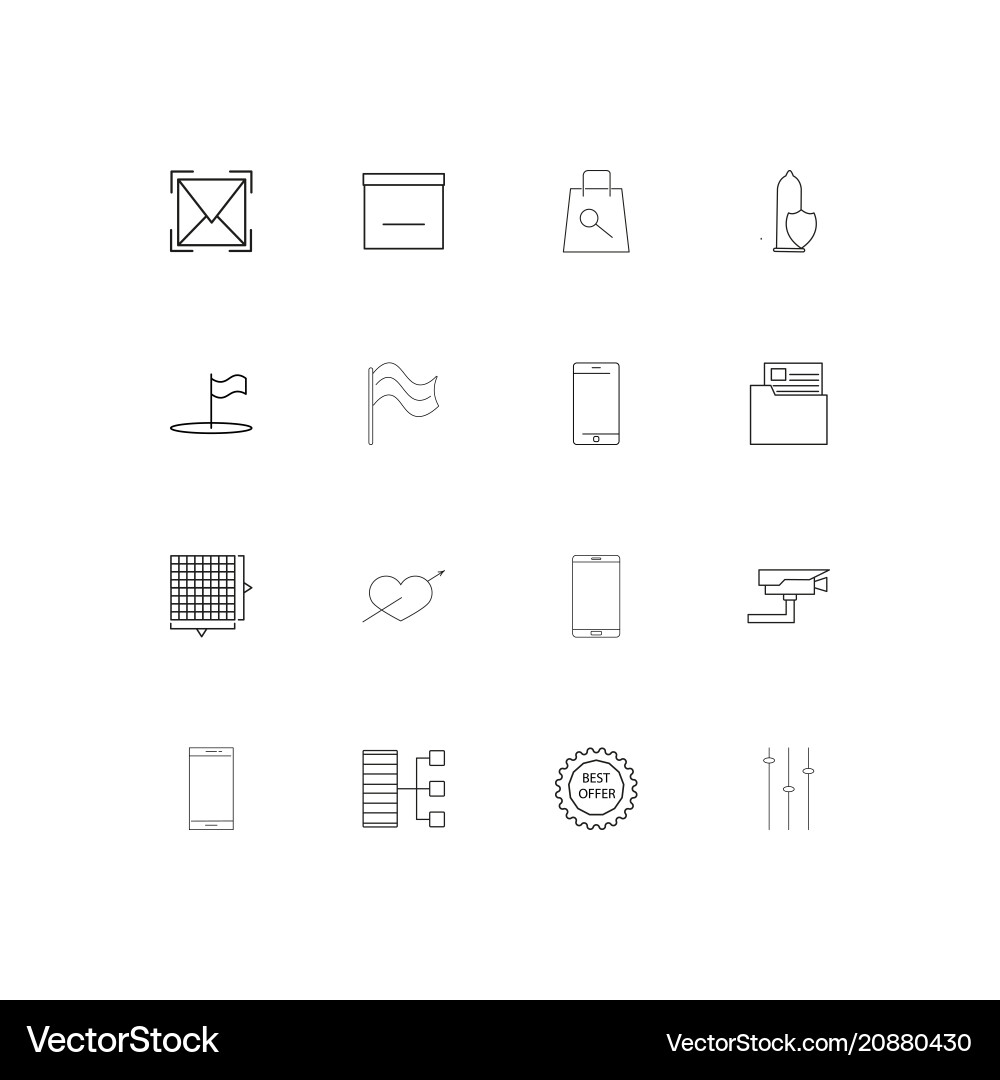 Internet technologies linear thin icons set vector image