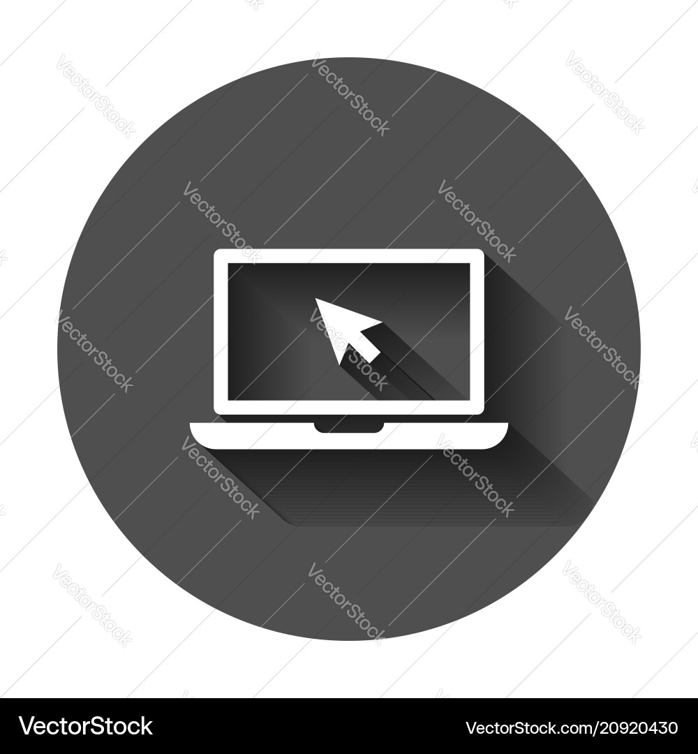 Laptop notebook with mouse cursor icon in flat Laptop notebook with mouse cursor icon in flat vector image
