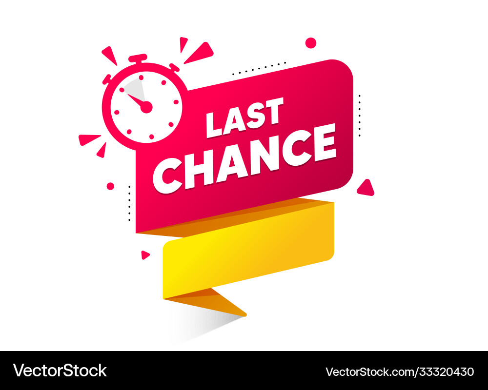Last chance ribbon banner with timer web element Last chance ribbon banner with timer web element Vector Image
