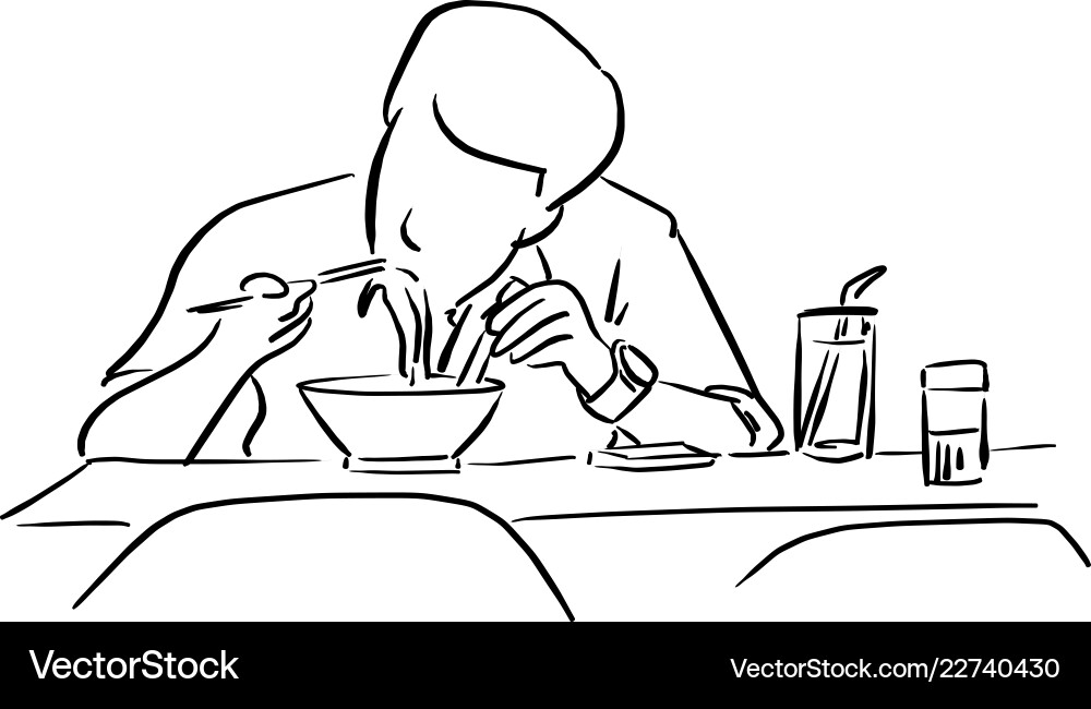 Man hand holding chopsticks for eating noodle Man hand holding chopsticks for eating noodle vector image