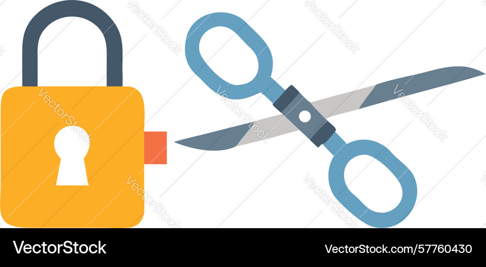 Open scissors with padlock icon design vector image