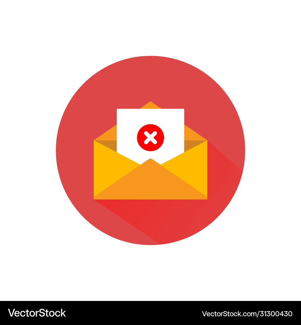 Opened envelope and document with red cross mark Opened envelope and document with red cross mark vector image
