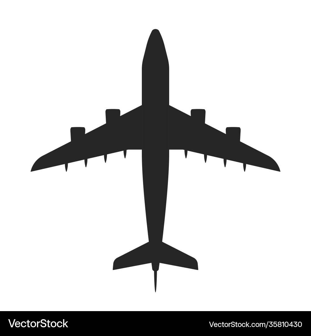 Plane silhouette icon top view aircraft Plane silhouette icon top view aircraft vector image
