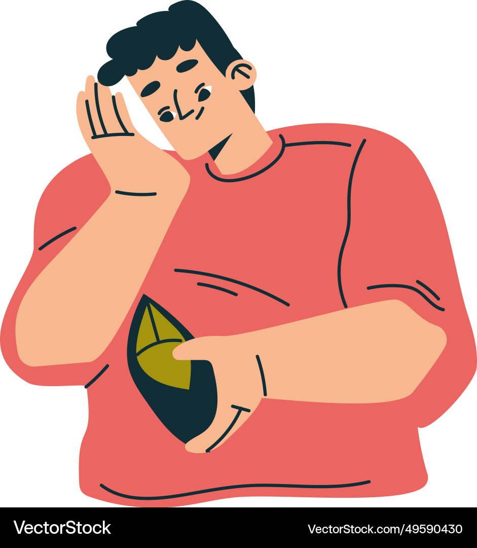 Poor man character with empty wallet having Poor man character with empty wallet having vector image