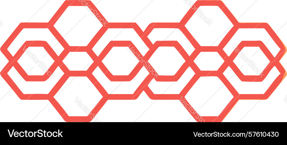 Red hexagonal pattern bold geometric honeycomb vector image