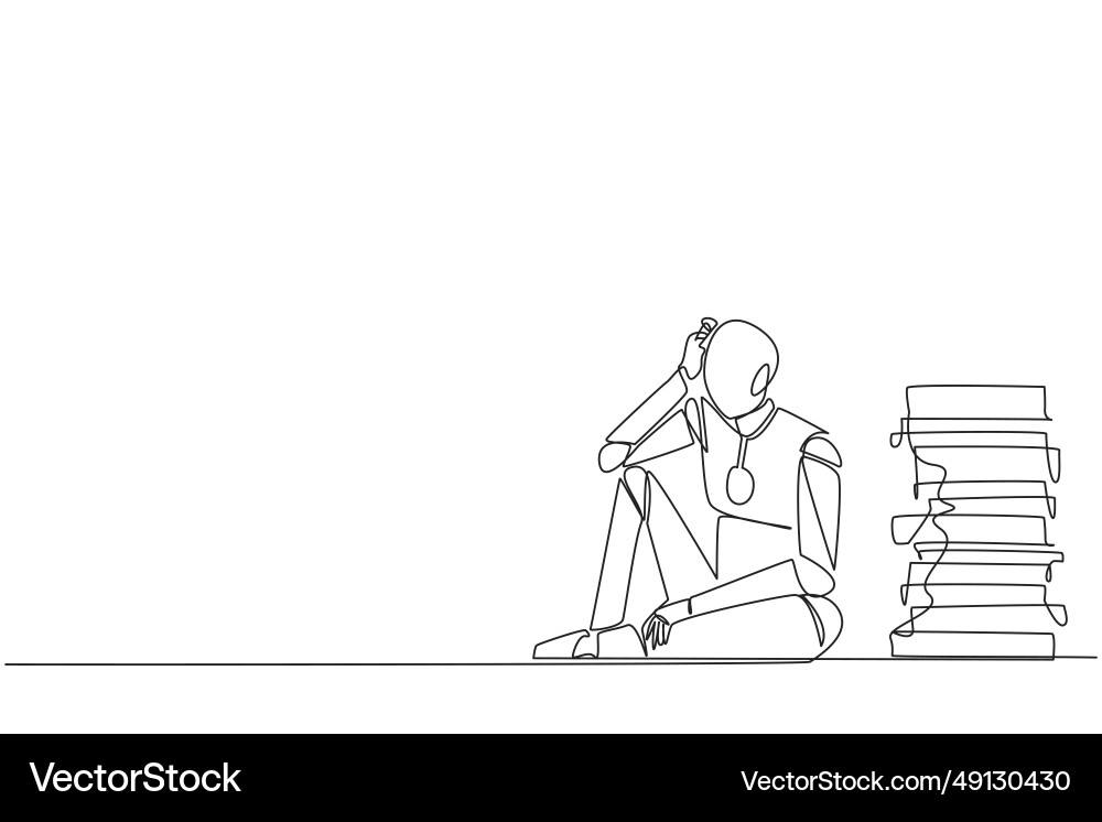 Robot Overload - Single Line Art vector image
