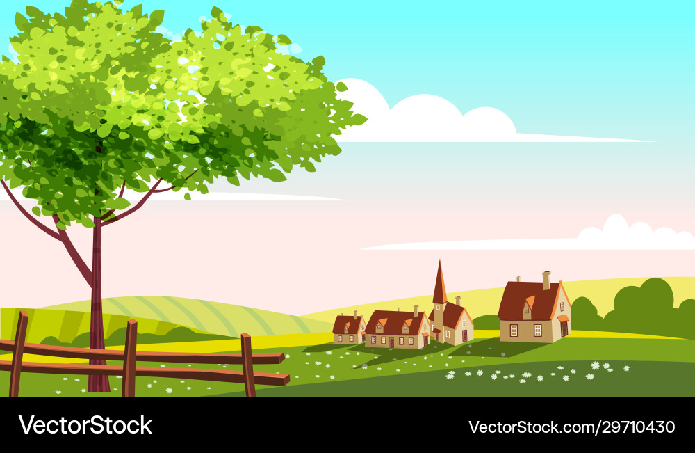 Schöne Landschaft Bauernhof Dorf Schöne Landschaft Bauernhof Dorf vektorbild