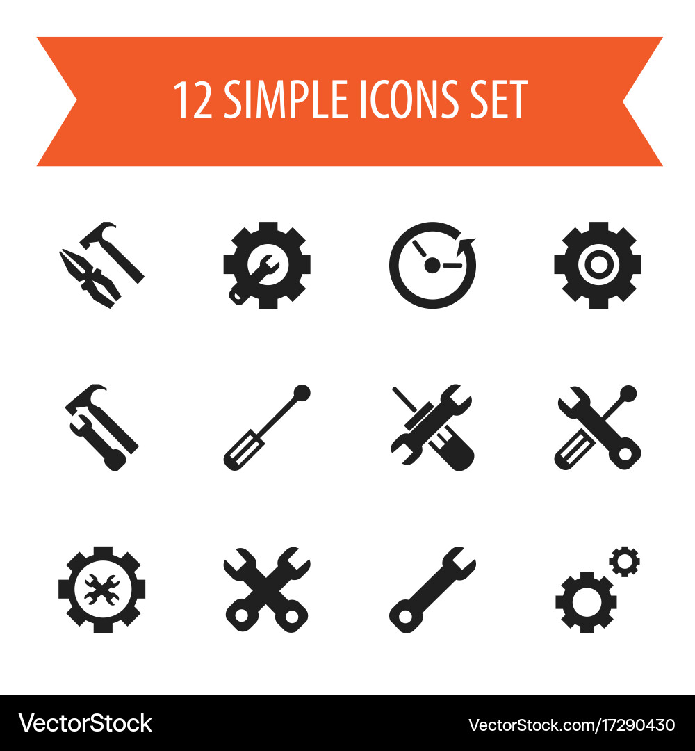 Set of 12 editable service icons includes symbols vector image
