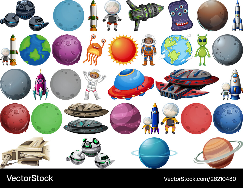 Space Objects Collection vector image