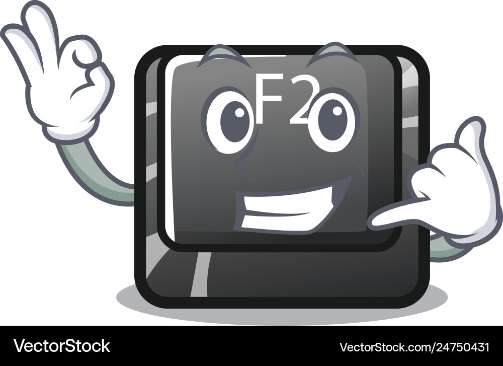 Call me f2 button on mascot computer vector image