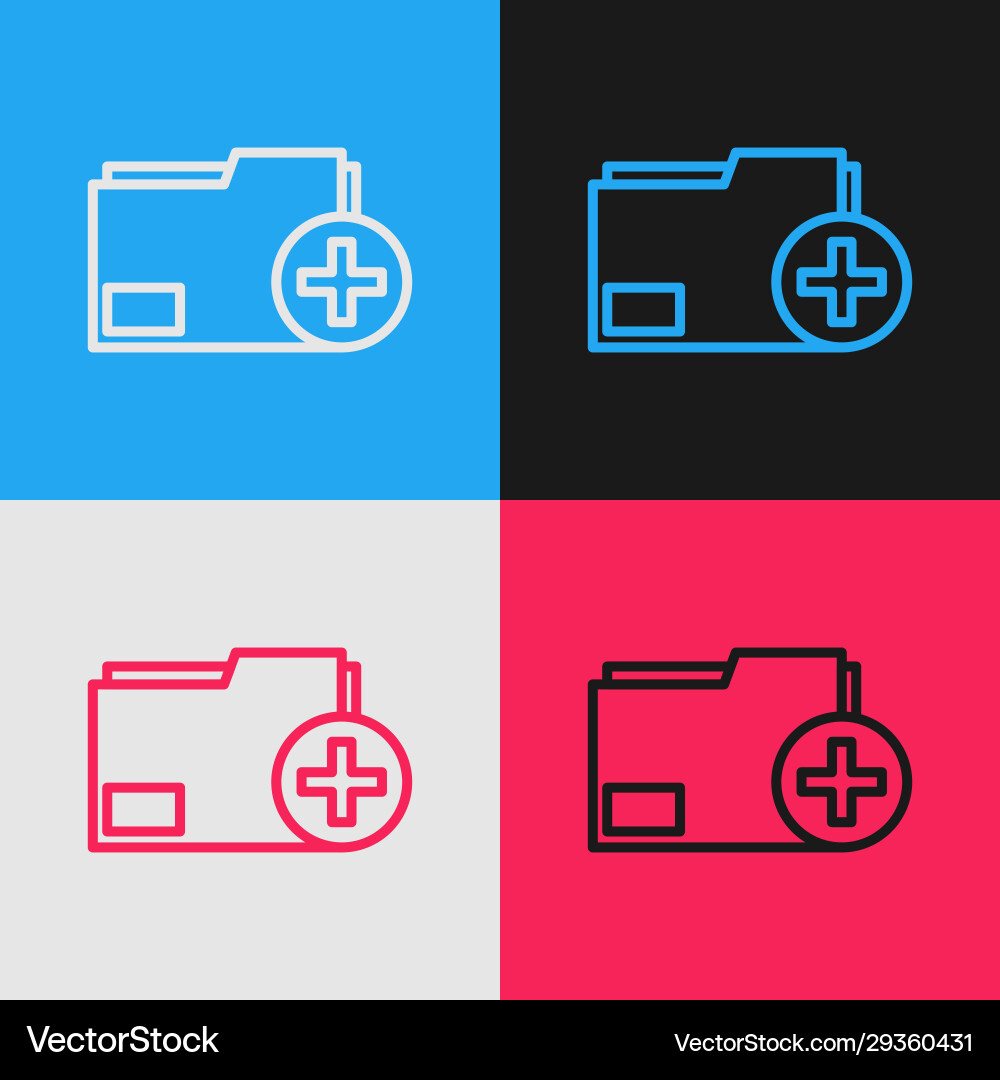 Color line add new folder icon isolated on Color line add new folder icon isolated on vector image