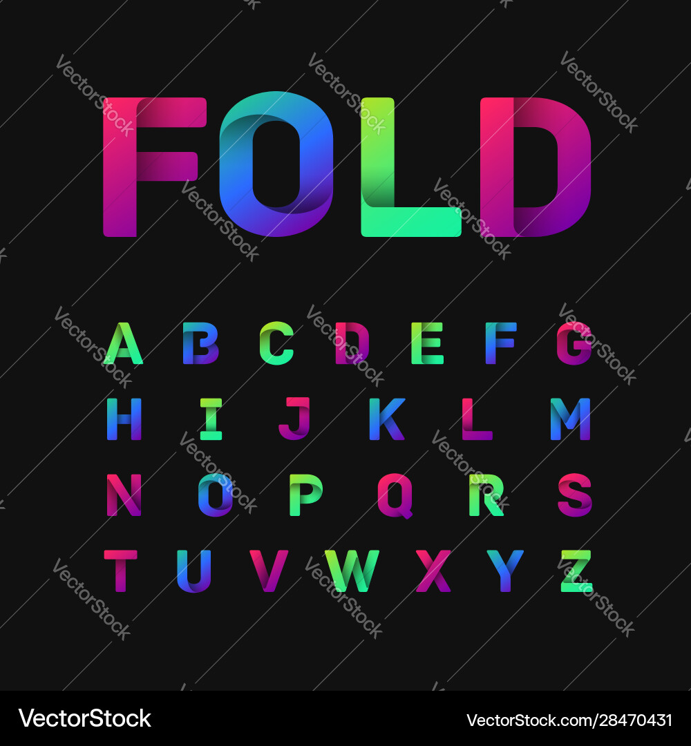 Colorful font set with three different gradient Colorful font set with three different gradient vector image