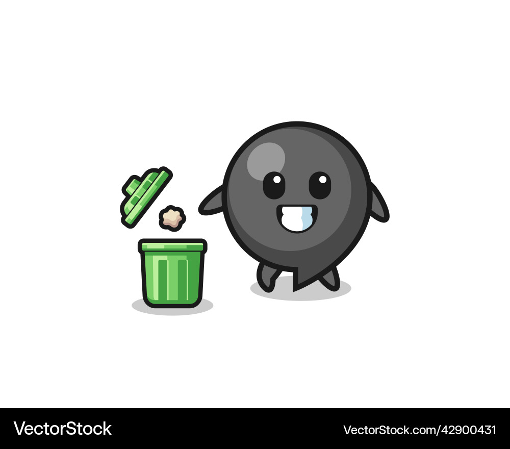 Comma symbol throwing garbage in the trash can Vector Image