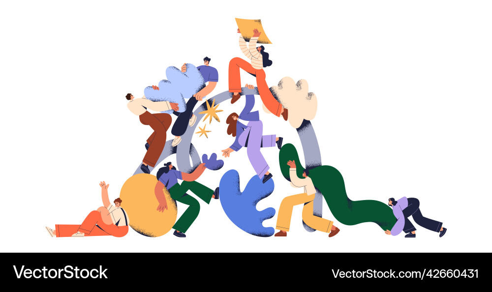 Creative team creating new building abstract Creative team creating new building abstract vector image