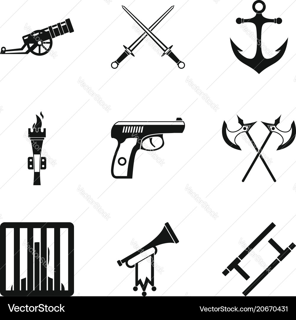 Gun icons set simple style Gun icons set simple style vector image
