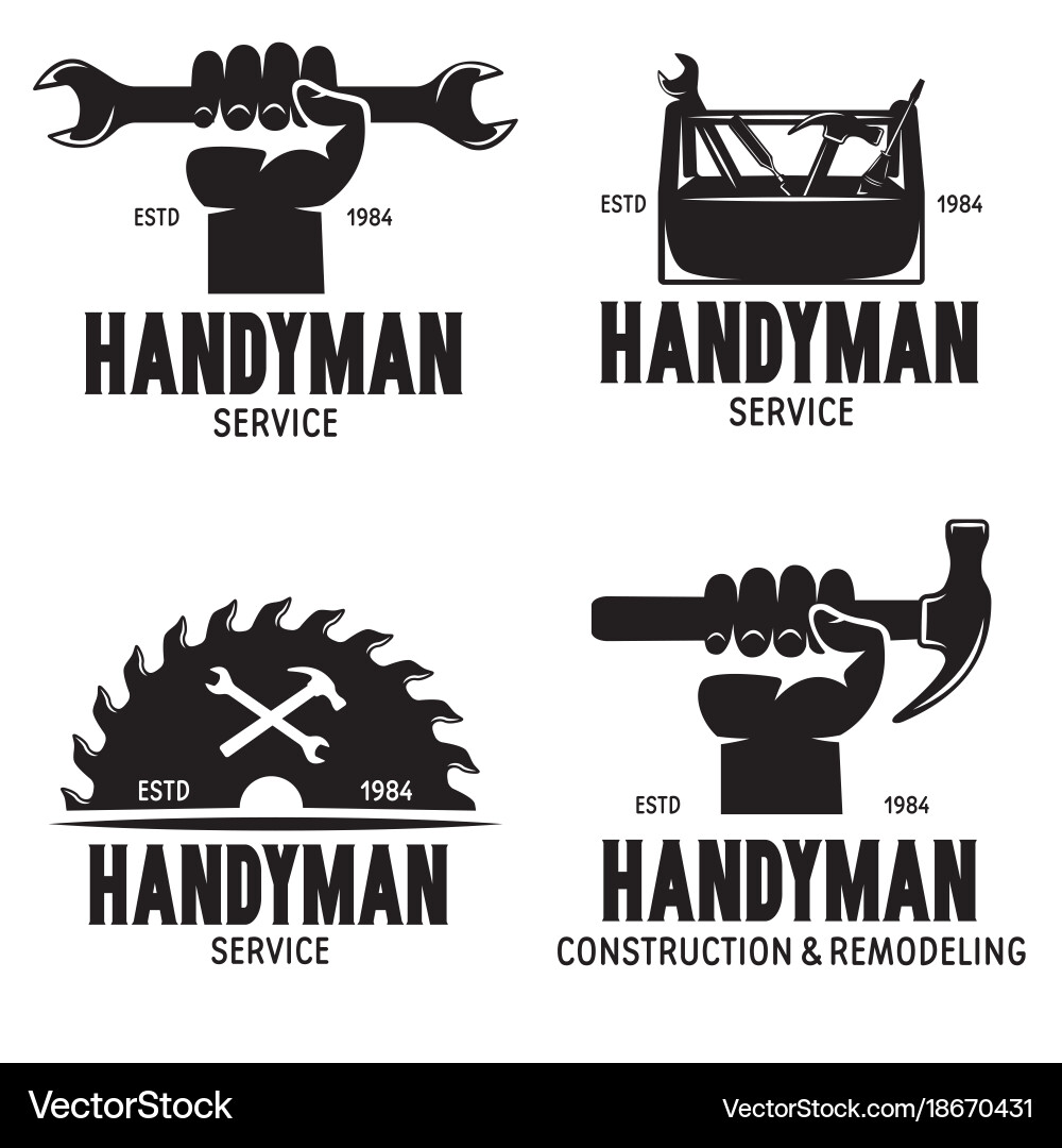Handyman Tools & Service Labels Vector Image