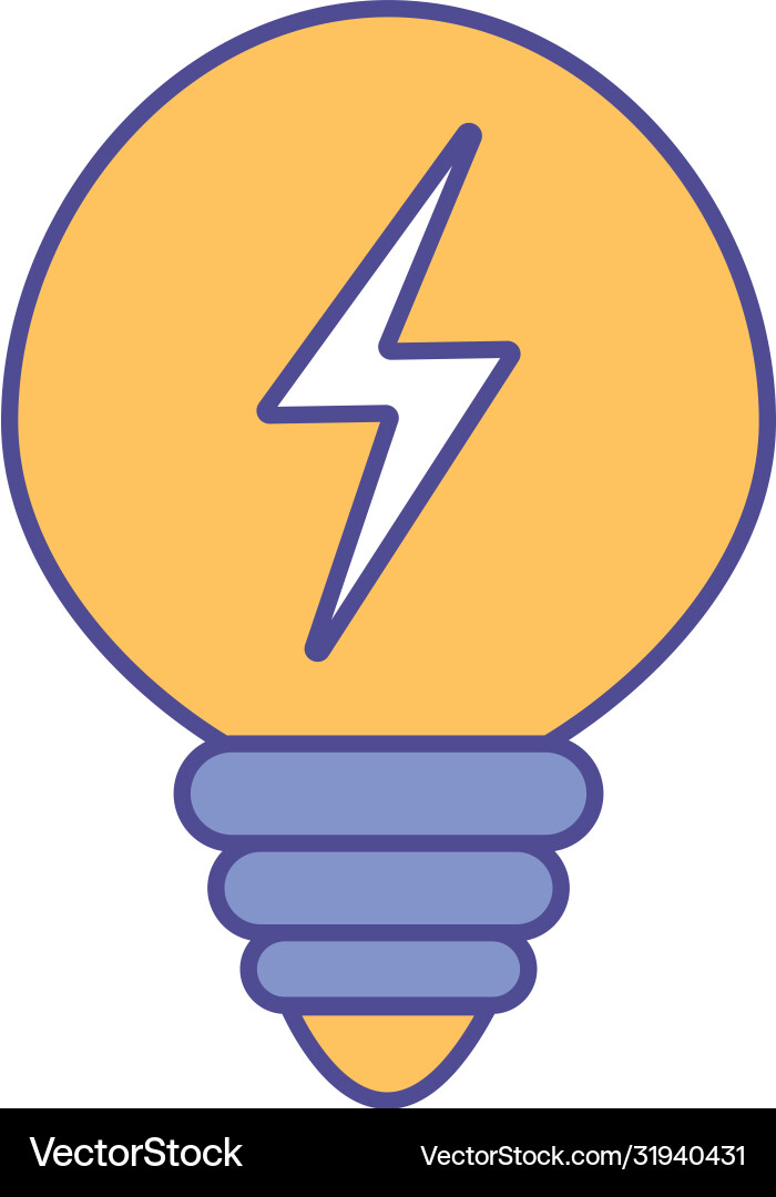 Light bulb with thunder line and fill style icon Vector Image