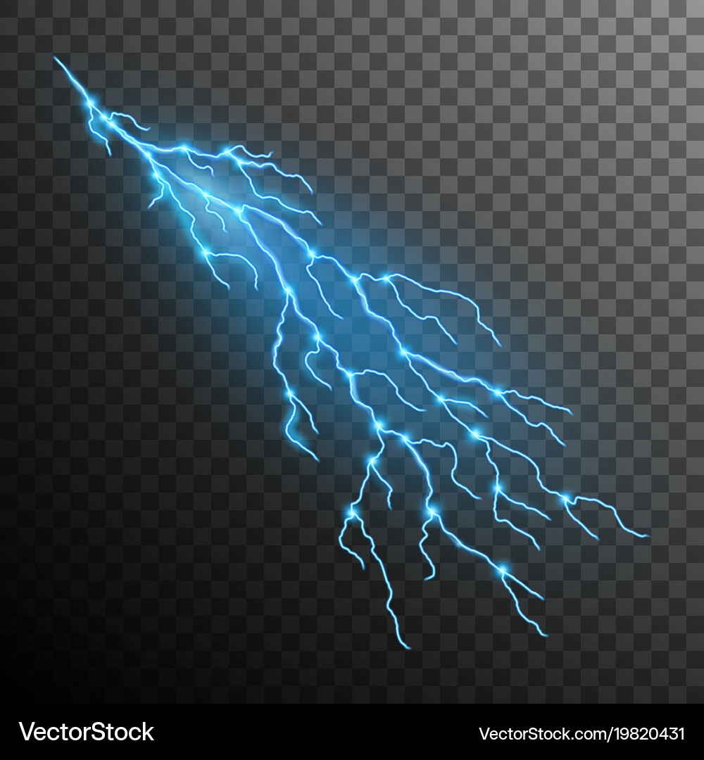 Lightning effect isolated on transparent vector image