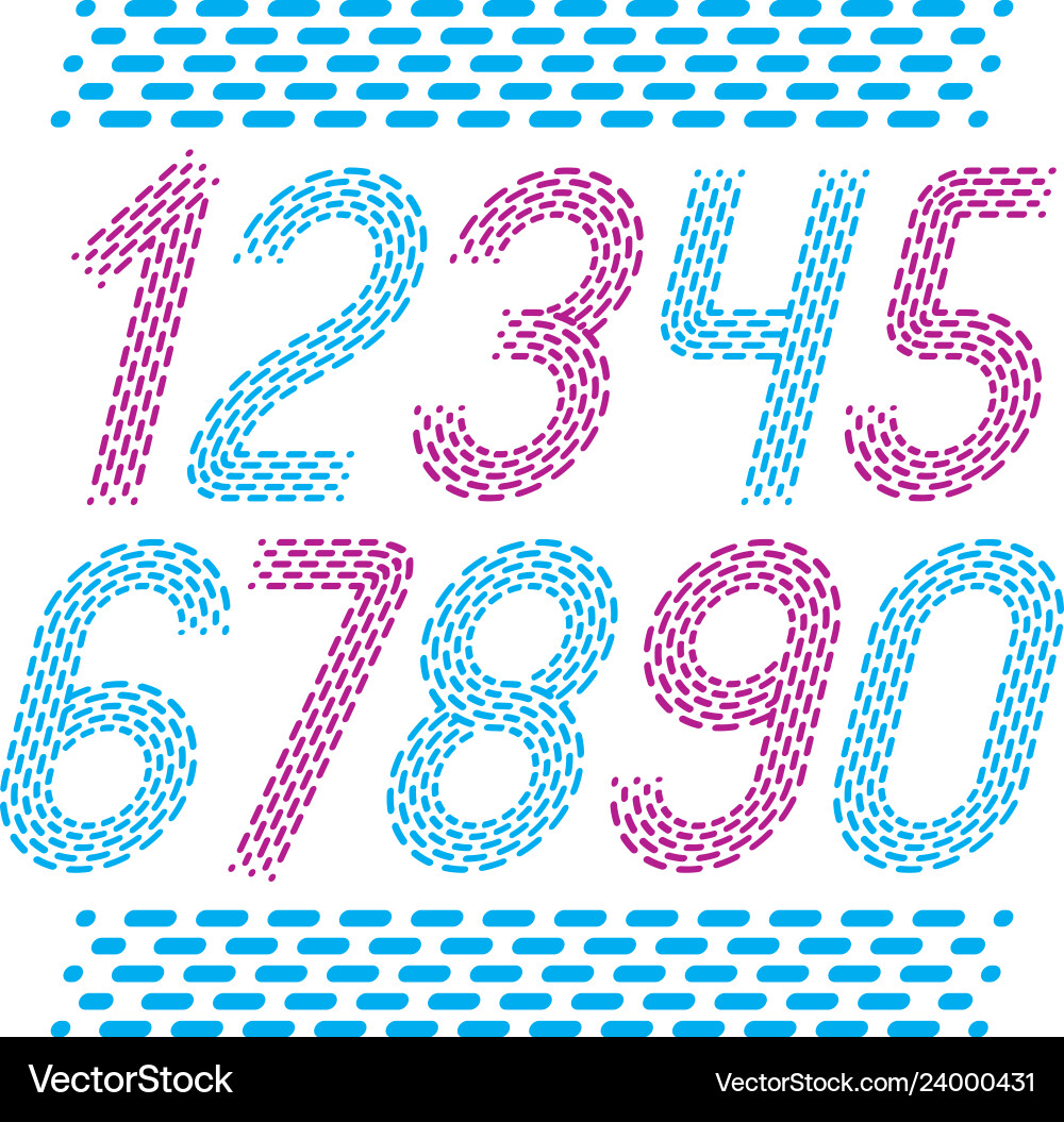 Modern Rounded Number Set Vector Image