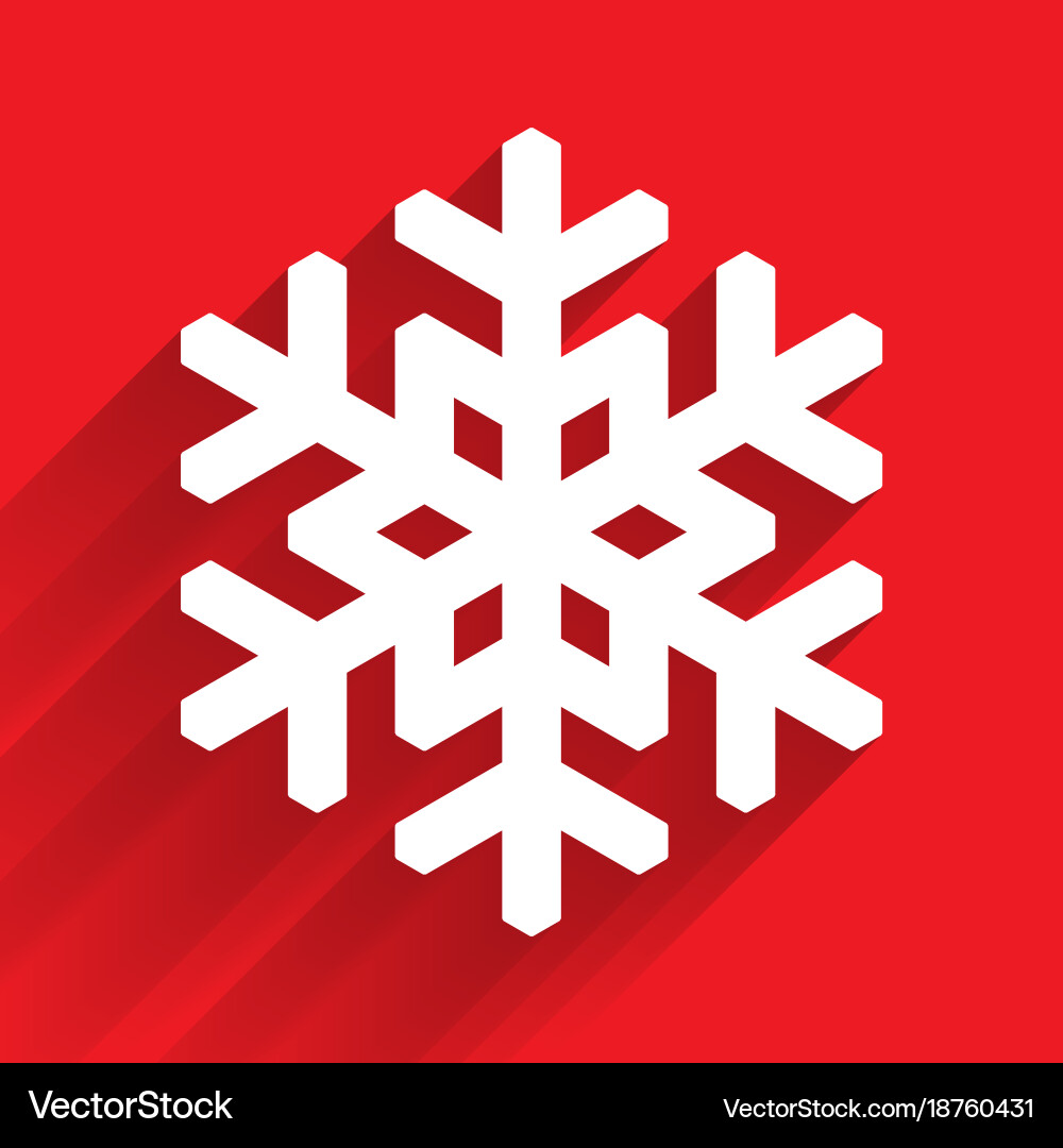 Paper snowflake with long shadow design isolated vector image