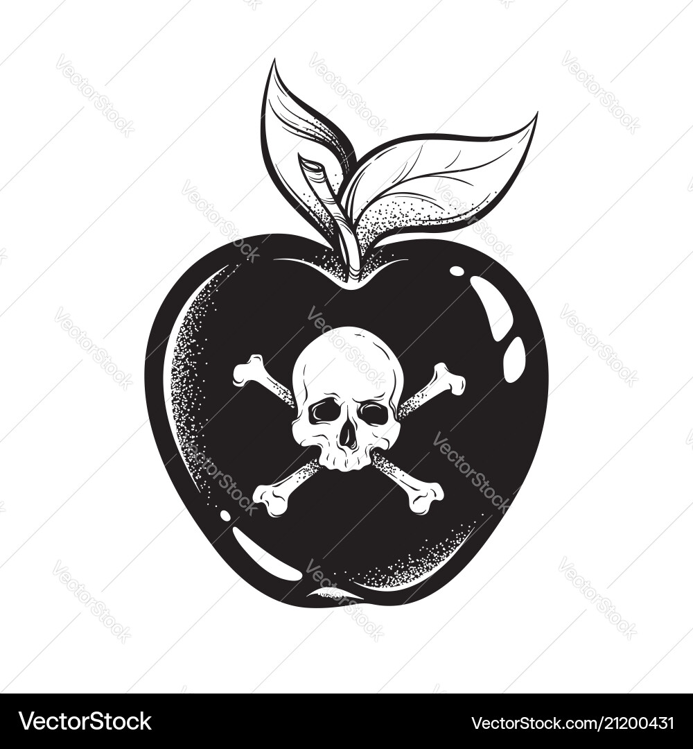 Poison apple line art and dot work hand drawn Poison apple line art and dot work hand drawn vector image