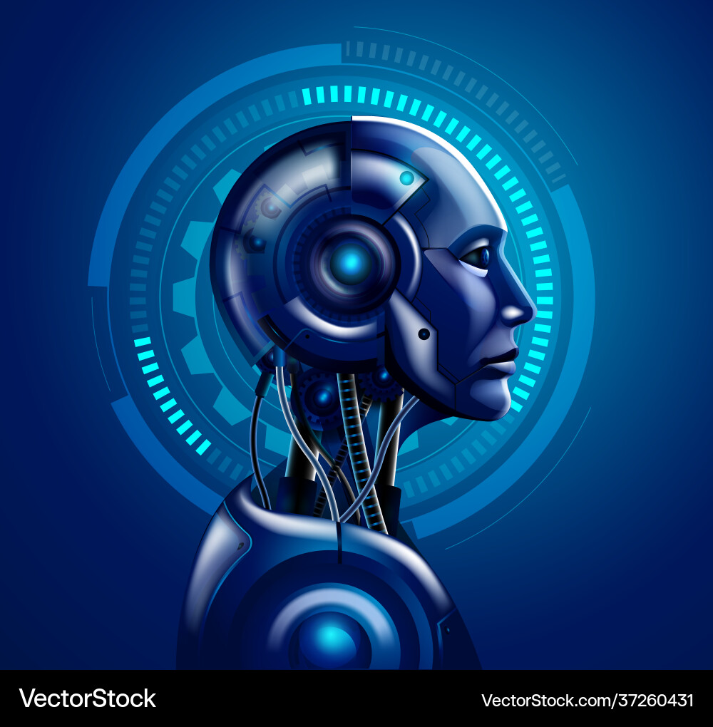Robot android heads Robot android heads vector image