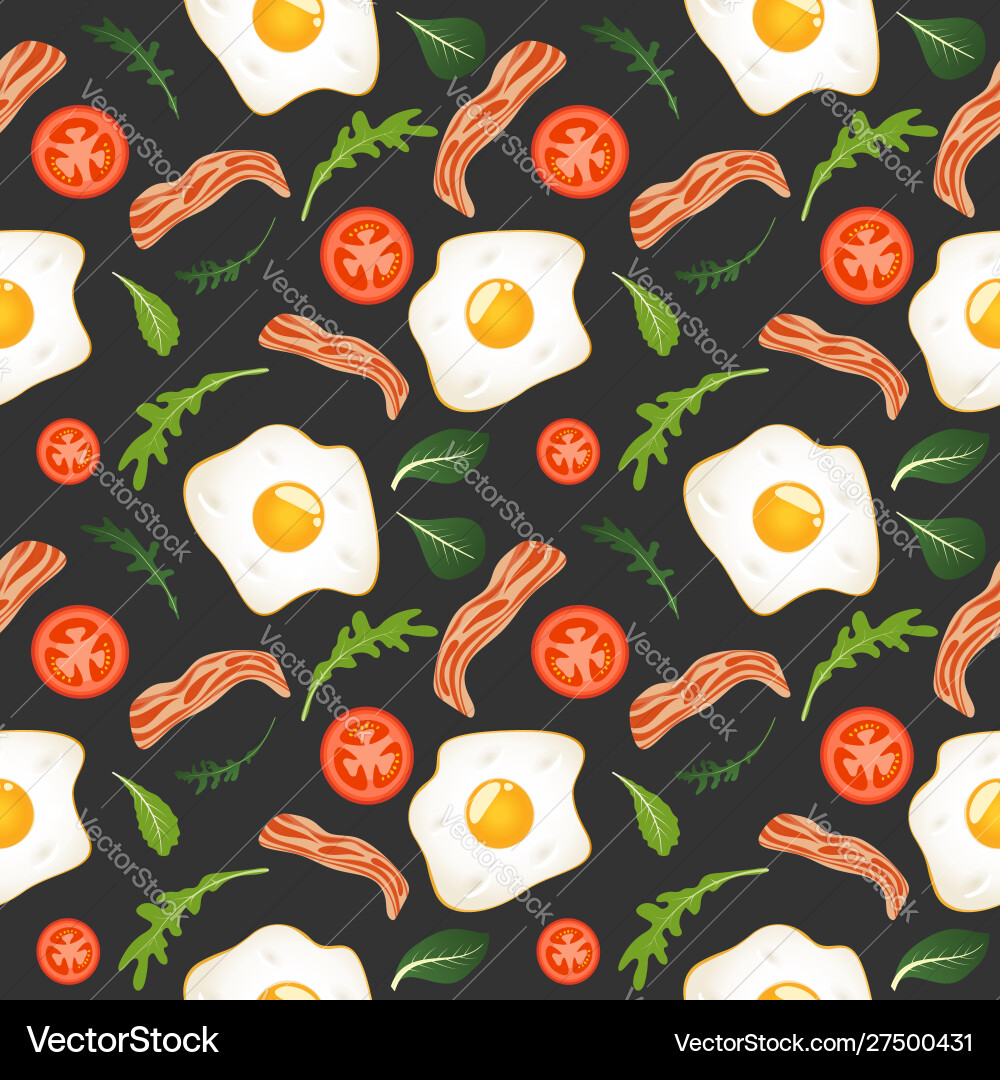 Seamless pattern on dark background with fried Seamless pattern on dark background with fried vector image