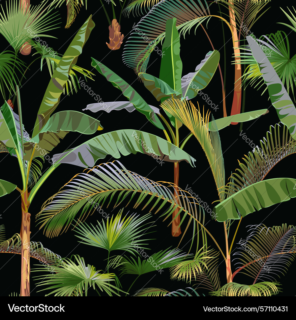 Seamless pattern with colorful palm tree branches Seamless pattern with colorful palm tree branches vector image