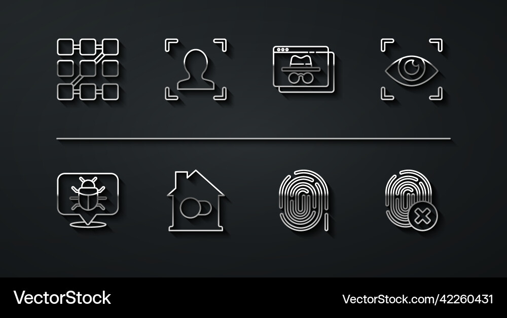 Set line graphic password protection system bug Vector Image
