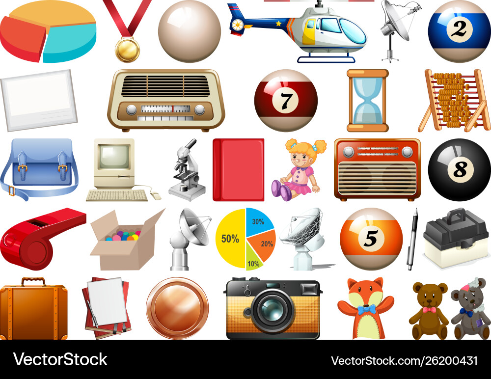 Set many objects Vector Image