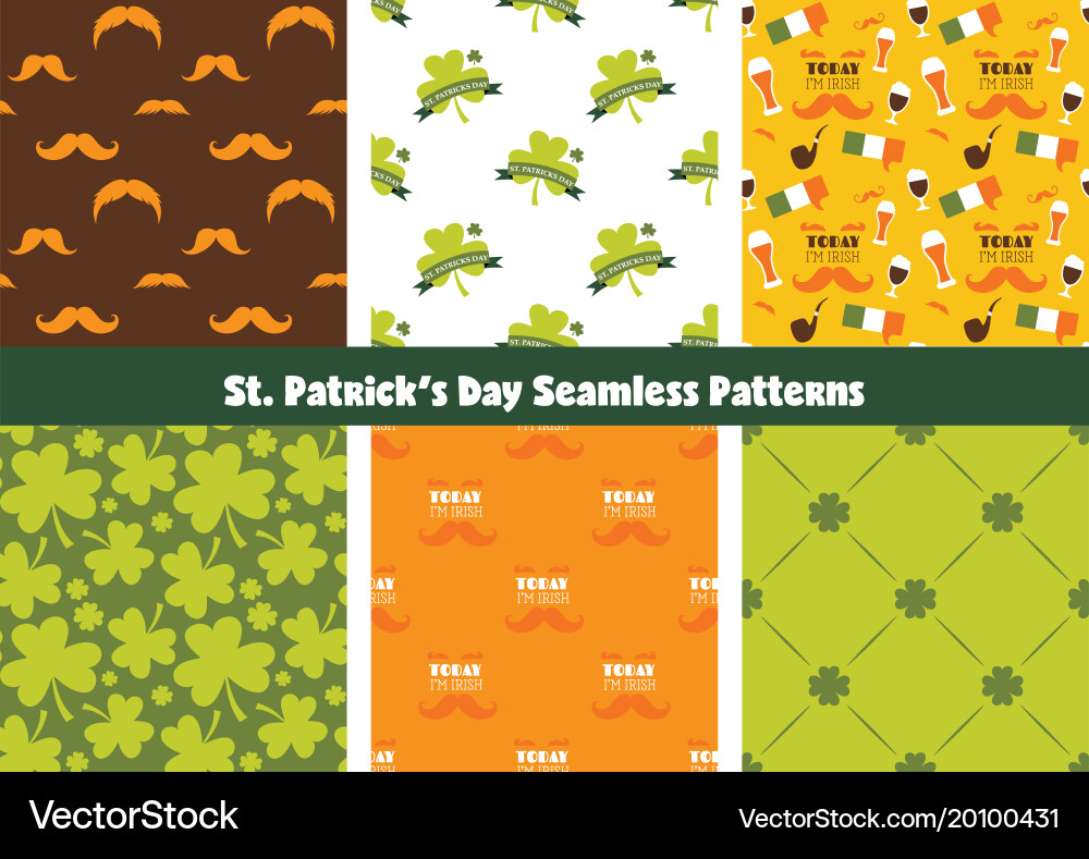 Set of seamless background patterns for st patrick vector image