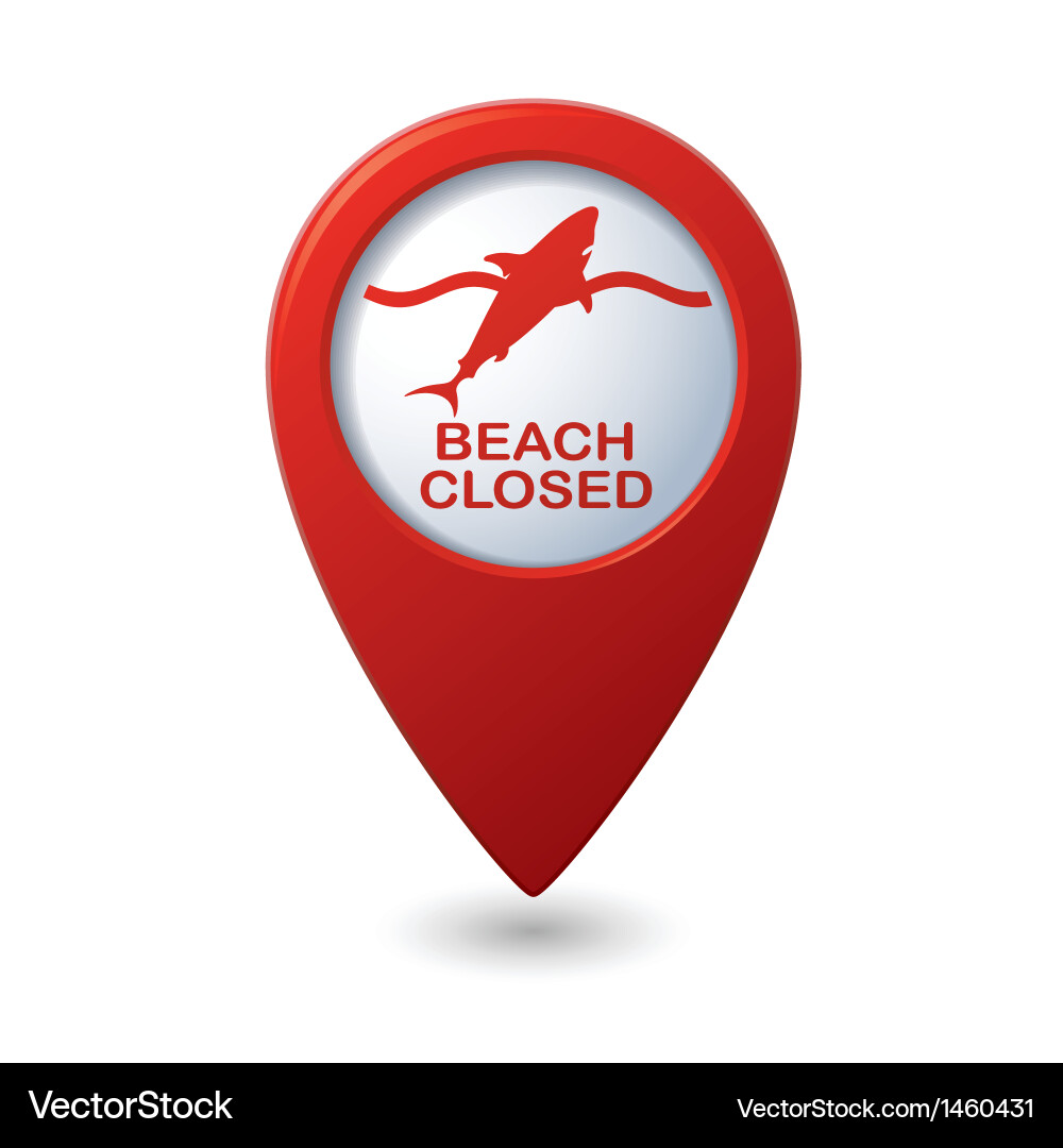Shark icon red map pointer Vector Image
