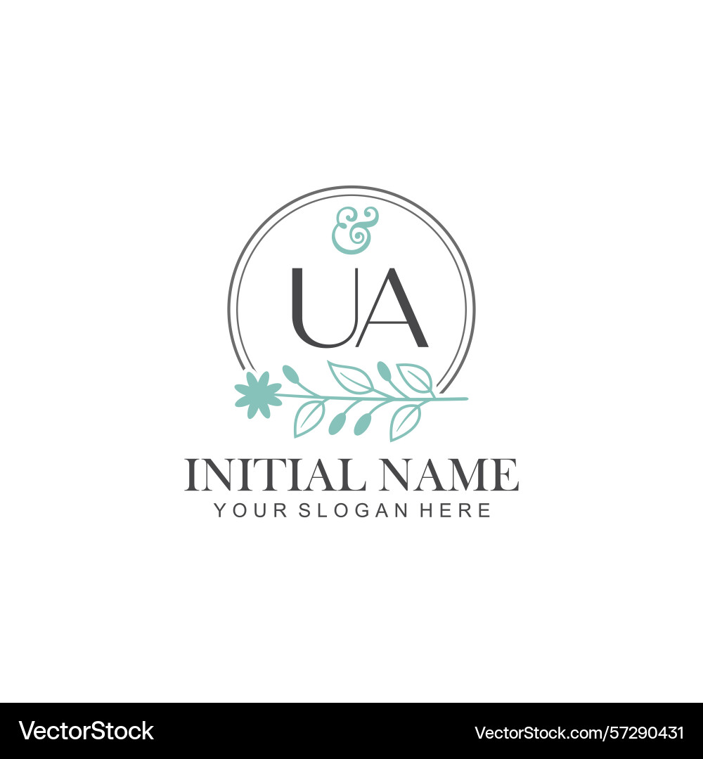 Ua initial logo templates with botanical elements Vector Image