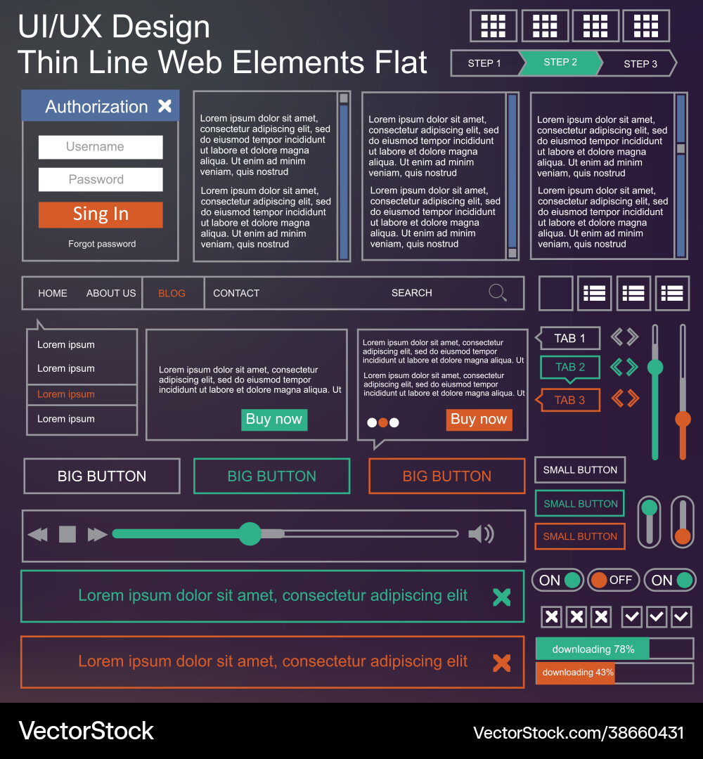 Ui ux kit for mobile applications and web Ui ux kit for mobile applications and web vector image