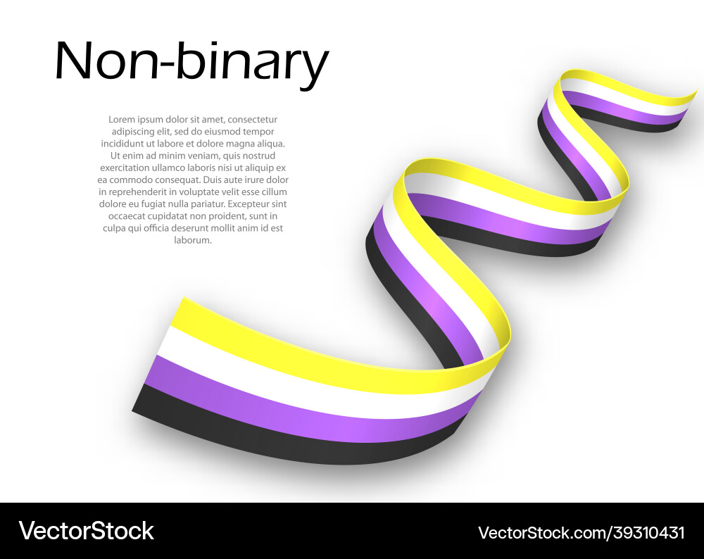 Waving ribbon or banner with non-binary pride flag Waving ribbon or banner with non-binary pride flag vector image
