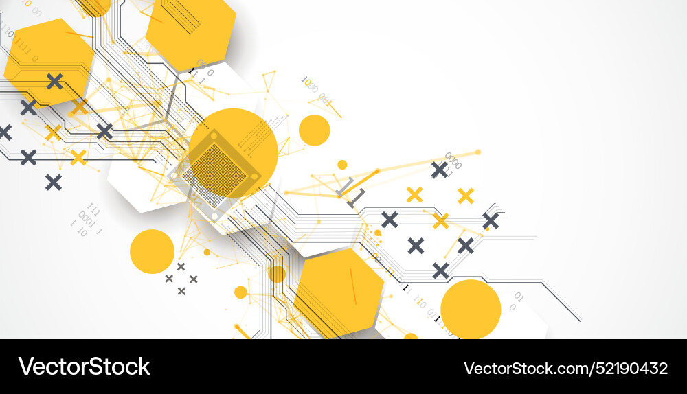 Abstract circuit board background with hexagons Abstract circuit board background with hexagons Vector Image