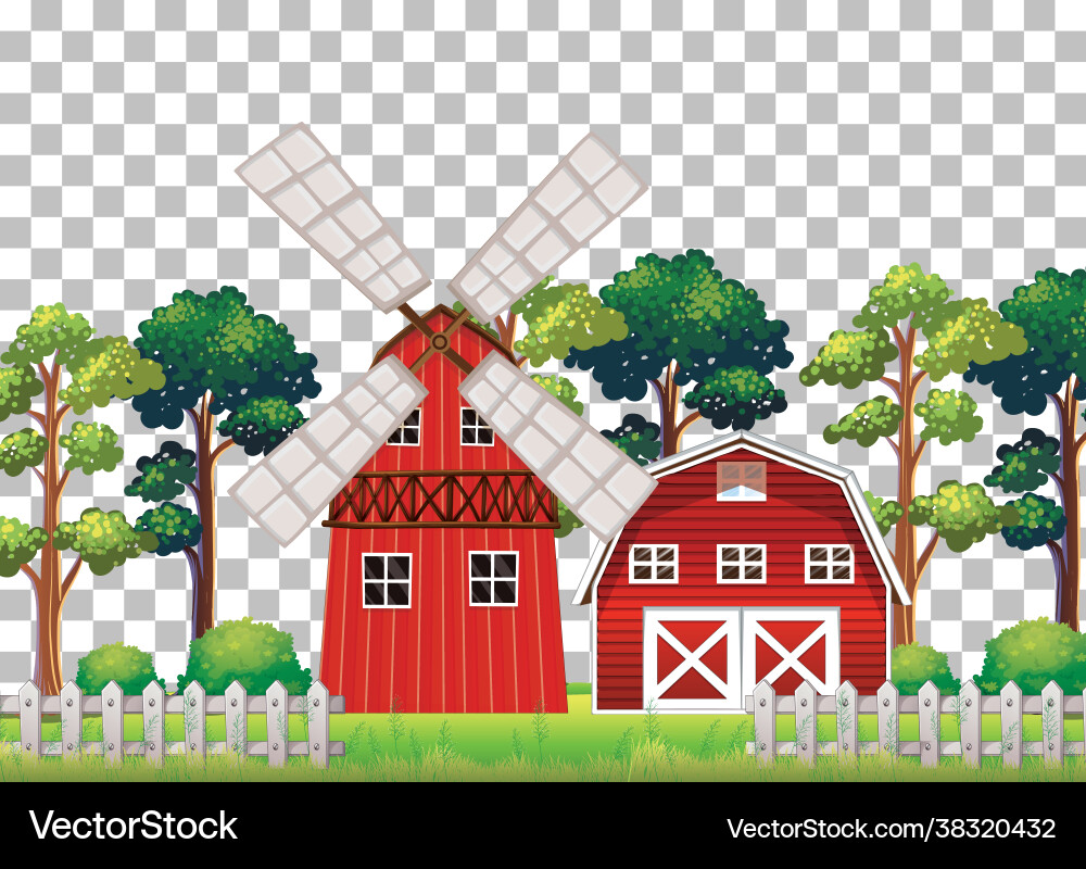 Barn in nature farm on transparent background Barn in nature farm on transparent background vector image