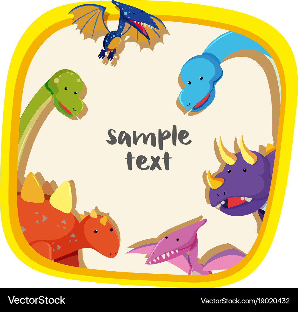 Border template with different types of dinosaurs Vector Image