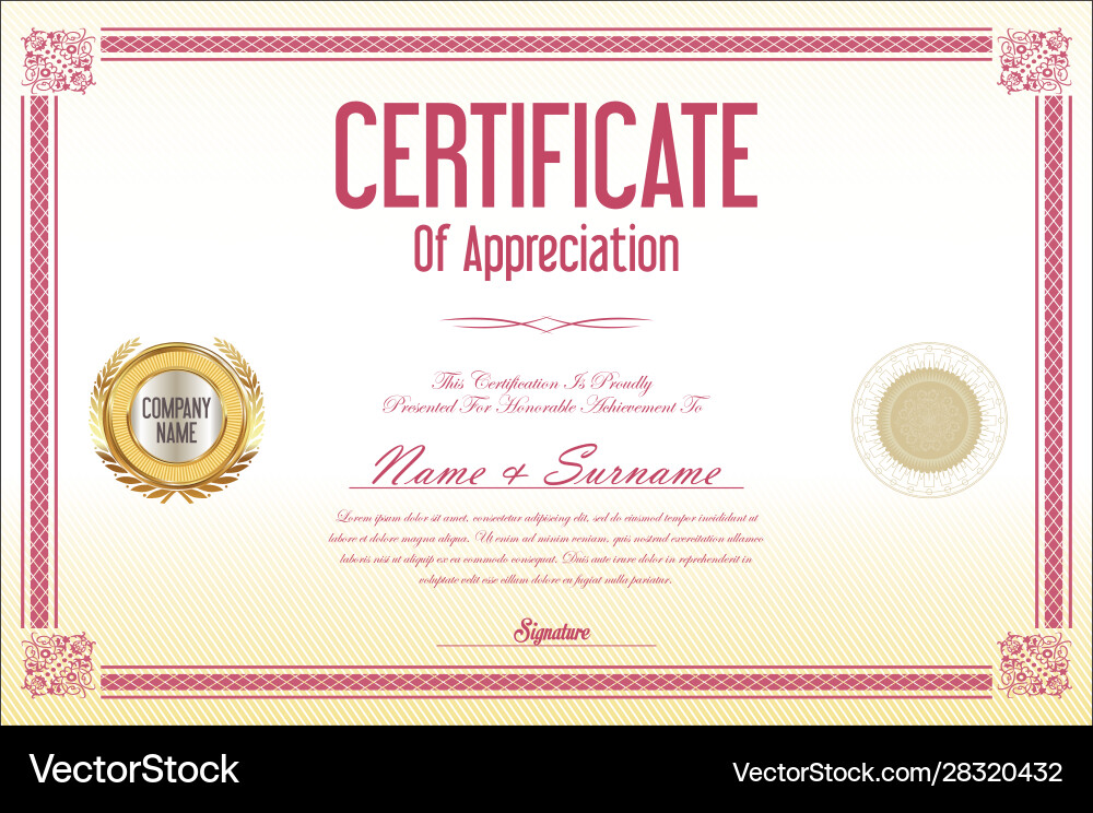 Certificate template retro design 4 Certificate template retro design 4 Vector Image