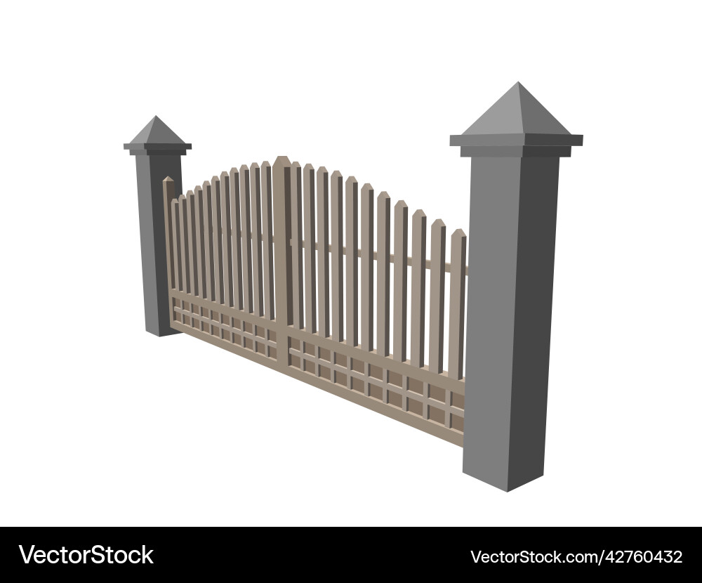 Closed gate isolated on white background 3d Vector Image