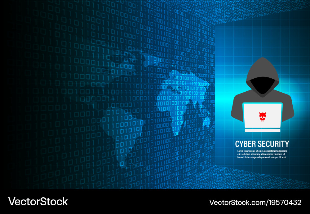 Cybersecurity: Hacker Analyzing Binary Code vector image