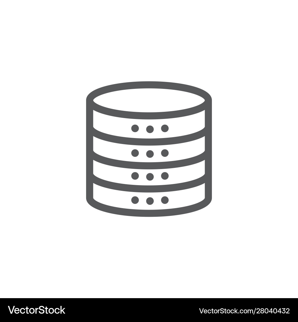 Database icon in line style on white background Database icon in line style on white background vector image