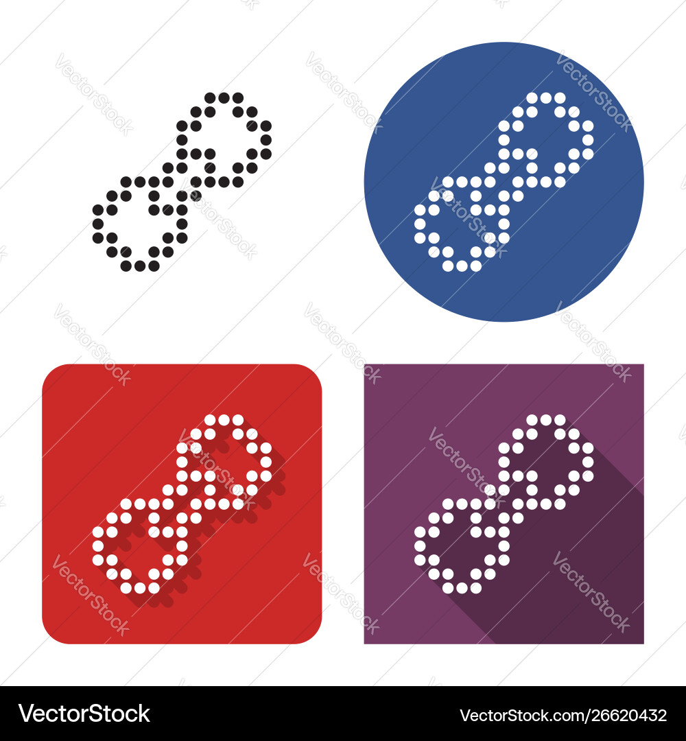 Dotted icon chain in four variants with short Dotted icon chain in four variants with short vector image