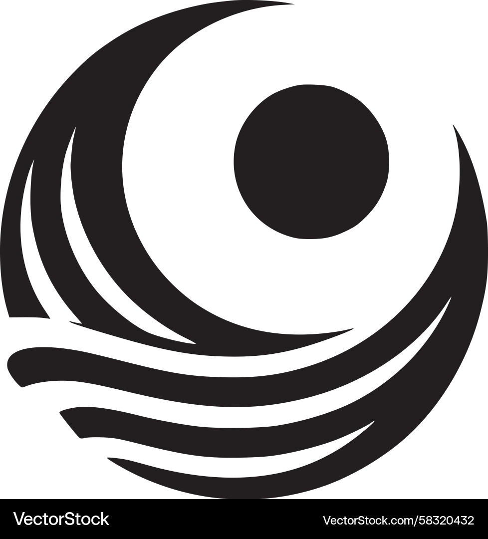 Dynamic Circular Wave Emblem Vector Image