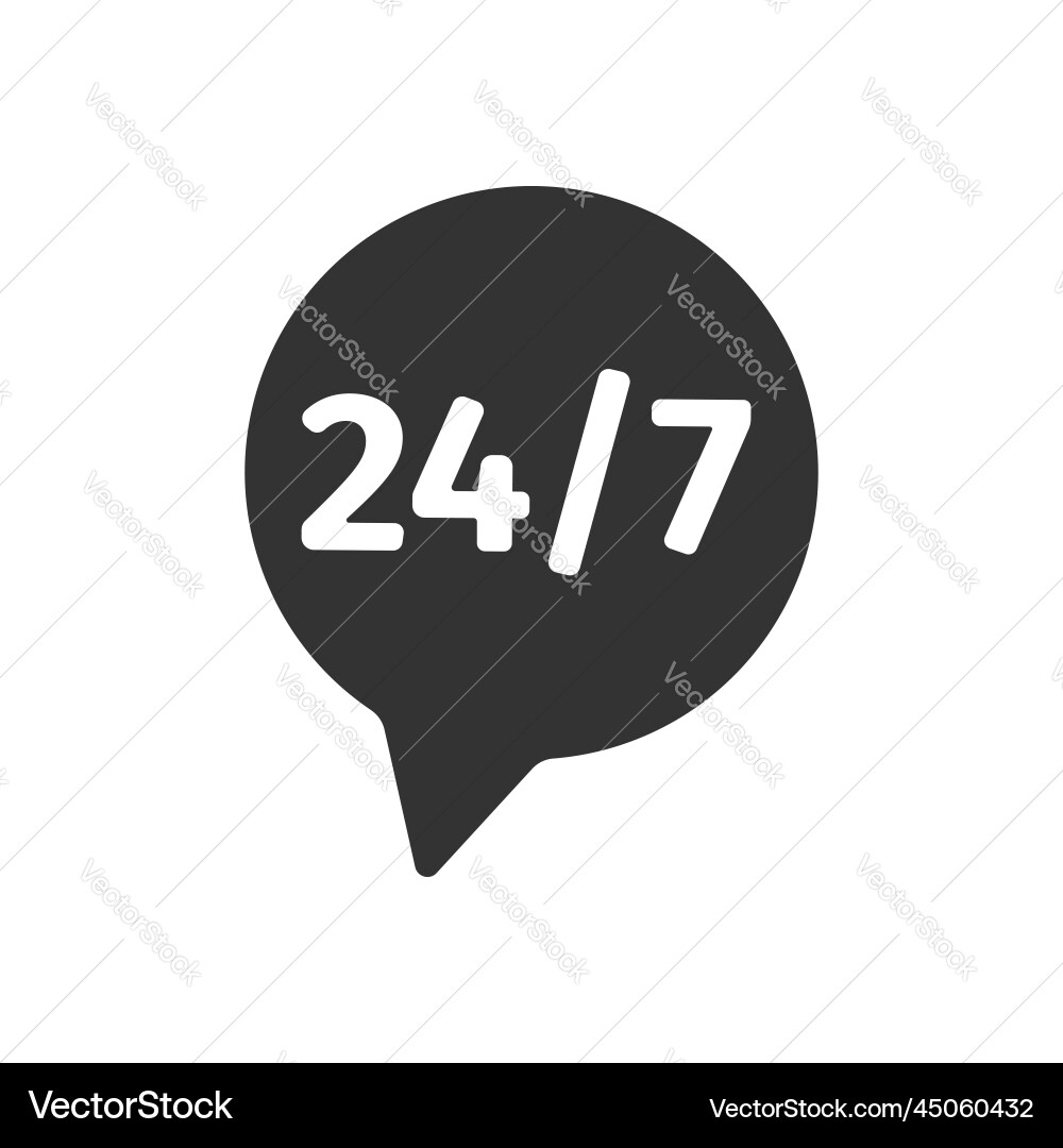 Helpline speech bubble symbol with round the clock Helpline speech bubble symbol with round the clock vector image