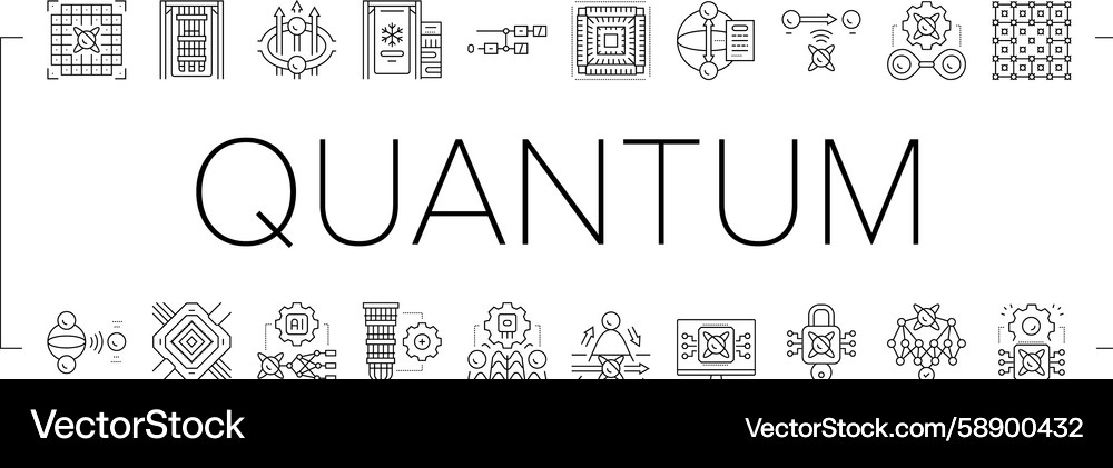 Quantum Qubit Icon Set - Computing Vector Image
