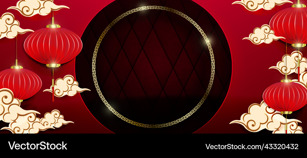 Red texture pattern with round golden frame paper Red texture pattern with round golden frame paper vector image